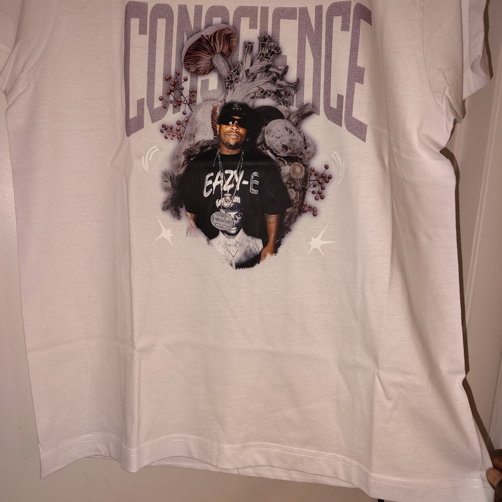 White Short Sleeve Tee with Graphic Design